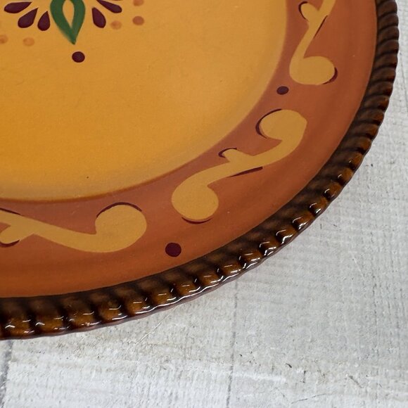 Celebrating Home TUSCAN Orange Red Yellow Rope Trim Stoneware Dinner Plate Set 3 - Picture 15 of 16